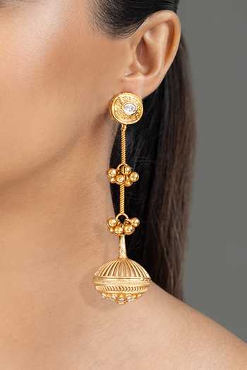 Joules by Radhika_Gold Plated Tivya Long Tassel Earrings _Online_at_Aza_Fashions