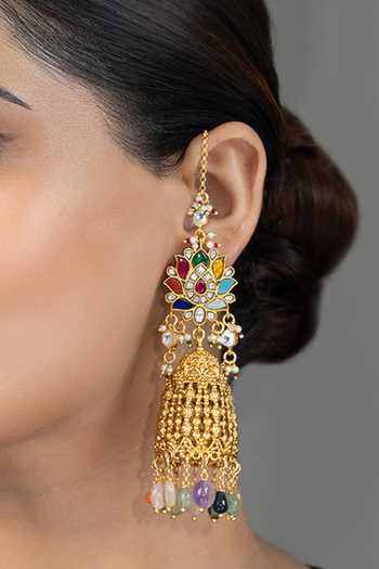 Joules by Radhika_Multi Color Lavya Embellished Jhumka Earrings _Online_at_Aza_Fashions