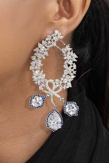 Joules by Radhika_White Siina Embellished Earrings _Online_at_Aza_Fashions