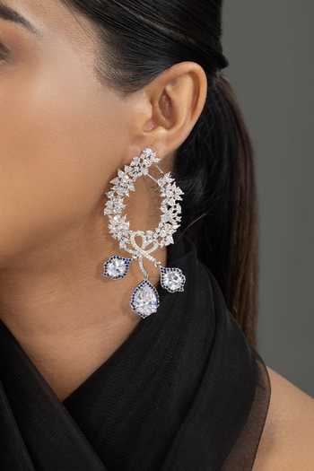 Buy_Joules by Radhika_White Siina Embellished Earrings _Online_at_Aza_Fashions
