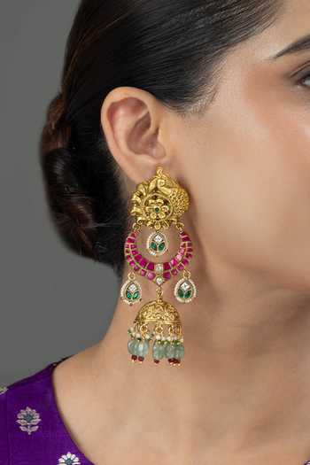 Joules by Radhika_Multi Color Tiyaa Embellished Jhumka Earrings _Online_at_Aza_Fashions