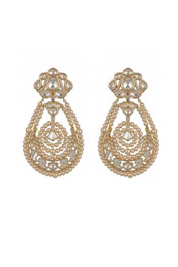 Shop_Joules By Radhika_Gold Plated Janavi Embellished Earrings _at_Aza_Fashions