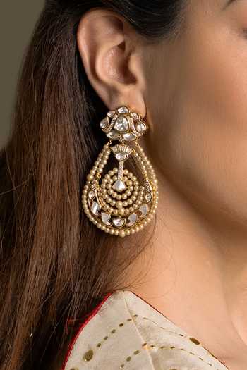 Joules By Radhika_Gold Plated Janavi Embellished Earrings _Online_at_Aza_Fashions
