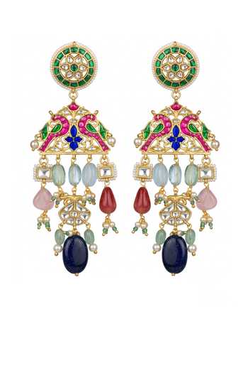 Shop_Joules by Radhika_Multi Color Nandini Embellished Earrings _at_Aza_Fashions