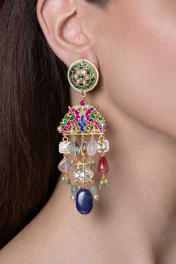 Joules by Radhika_Multi Color Nandini Embellished Earrings _Online_at_Aza_Fashions