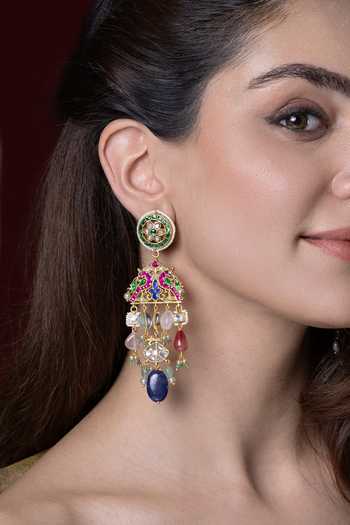Buy_Joules by Radhika_Multi Color Nandini Embellished Earrings _at_Aza_Fashions