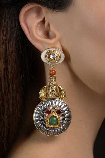 Joules by Radhika_Multi Color Vedika Embellished Earrings _Online_at_Aza_Fashions