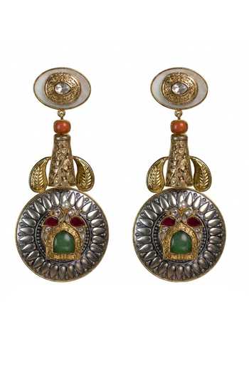 Shop_Joules by Radhika_Multi Color Vedika Embellished Earrings _at_Aza_Fashions