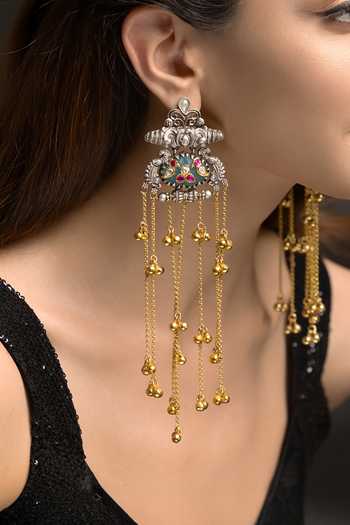 Joules by Radhika_Multi Color Eesha Long Ghungroo Tassel Earrings _Online_at_Aza_Fashions