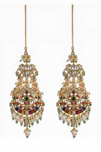 Shop_Joules by Radhika_Multi Color Harini Embellished Earrings _at_Aza_Fashions