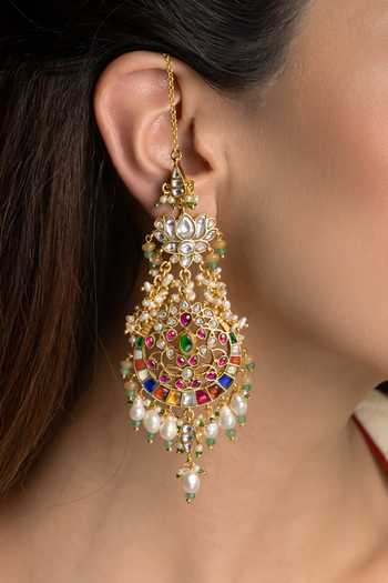 Joules by Radhika_Multi Color Harini Embellished Earrings _Online_at_Aza_Fashions