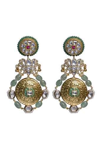 Shop_Joules by Radhika_Gold Plated Aadya Embellished Earrings _at_Aza_Fashions