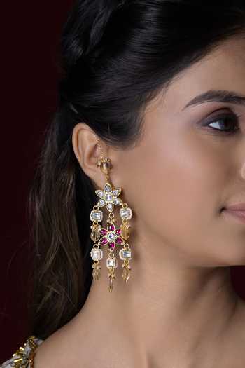 Buy_Joules by Radhika_Gold Plated Ravisha Embellished Earrings _at_Aza_Fashions