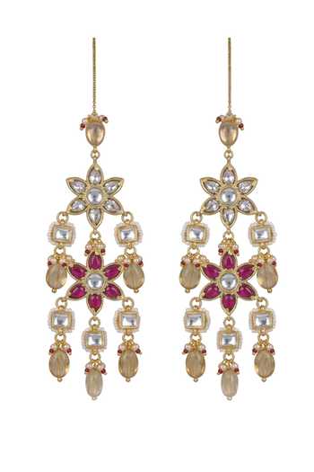 Shop_Joules by Radhika_Gold Plated Ravisha Embellished Earrings _at_Aza_Fashions
