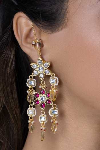 Joules by Radhika_Gold Plated Ravisha Embellished Earrings _Online_at_Aza_Fashions