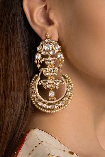 Joules by Radhika_Gold Plated Pavitra Chandbali Earrings _Online_at_Aza_Fashions