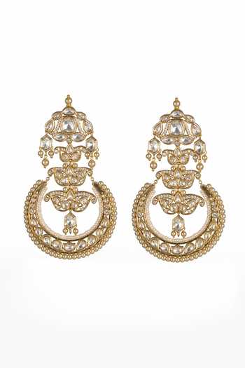 Shop_Joules by Radhika_Gold Plated Pavitra Chandbali Earrings _at_Aza_Fashions