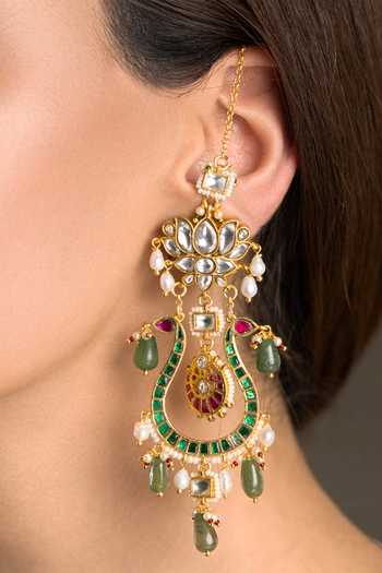 Joules by Radhika_Gold Plated Kiyara Chandelier Earrings _Online_at_Aza_Fashions