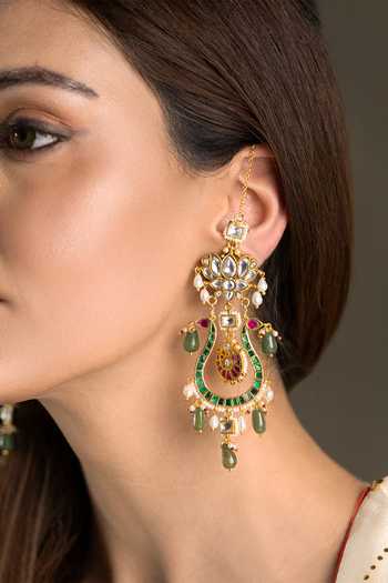 Buy_Joules by Radhika_Gold Plated Kiyara Chandelier Earrings _at_Aza_Fashions