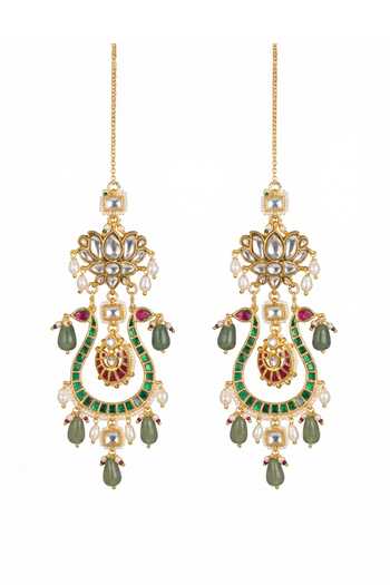 Shop_Joules by Radhika_Gold Plated Kiyara Chandelier Earrings _at_Aza_Fashions
