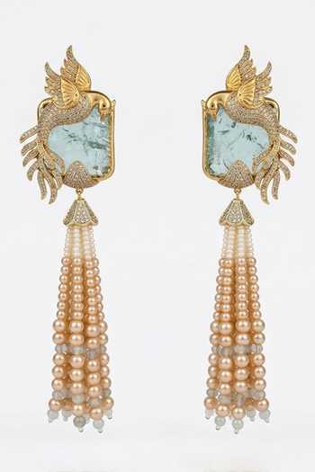 Shop_Joules by Radhika_Green Hemisha Long Tassel Earrings _at_Aza_Fashions