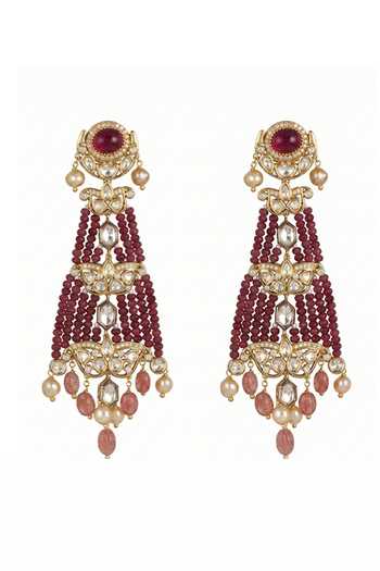 Shop_Joules by Radhika_Red Ruhani Long Tassel Earrings _at_Aza_Fashions