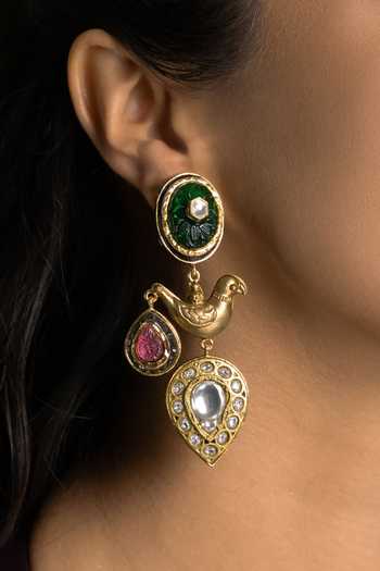 Joules by Radhika_Multi Color Ojasvi Bird Motif Earrings _Online_at_Aza_Fashions