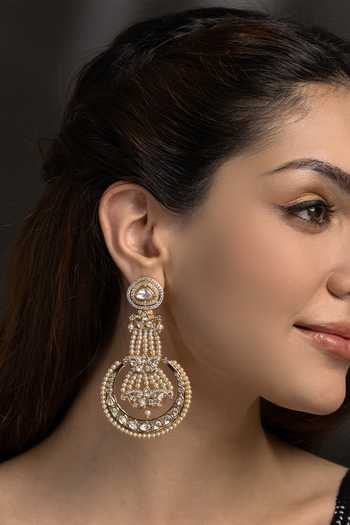 Buy_Joules by Radhika_Gold Plated Yashira Embellished Chandbalis Earrings _at_Aza_Fashions