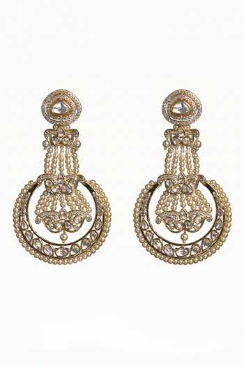 Shop_Joules by Radhika_Gold Plated Yashira Embellished Chandbalis Earrings _at_Aza_Fashions