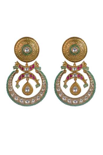 Shop_Joules by Radhika_Gold Plated Saanvi Chandbali Earrings _at_Aza_Fashions