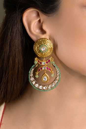 Joules by Radhika_Gold Plated Saanvi Chandbali Earrings _Online_at_Aza_Fashions