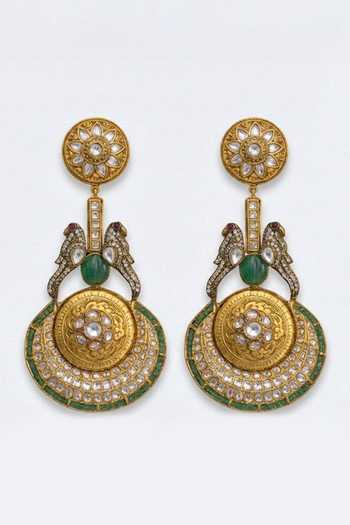 Shop_Joules by Radhika_Gold Plated Bhavya Embellished Bird Earrings _at_Aza_Fashions