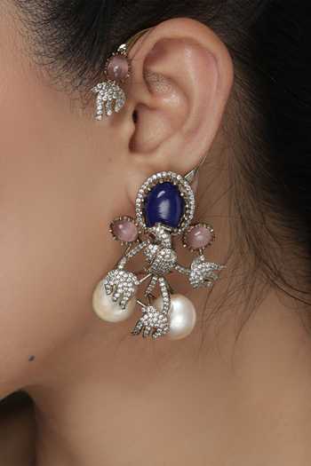 Joules by Radhika_Blue 2 In 1 Sapphire Statement Cuff Earrings _Online_at_Aza_Fashions