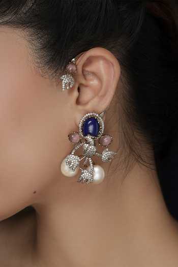 Shop_Joules by Radhika_Blue 2 In 1 Sapphire Statement Cuff Earrings _at_Aza_Fashions
