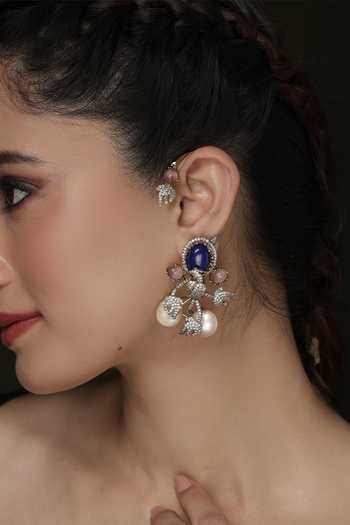 Buy_Joules by Radhika_Blue 2 In 1 Sapphire Statement Cuff Earrings _at_Aza_Fashions