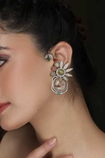 Buy_Joules by Radhika_Gold Plated 2 In 1 Daisy Charm Cuff Earrings _at_Aza_Fashions