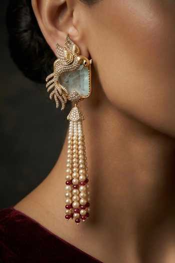 Joules by Radhika_Gold Plated Brinda Long Earrings _Online_at_Aza_Fashions