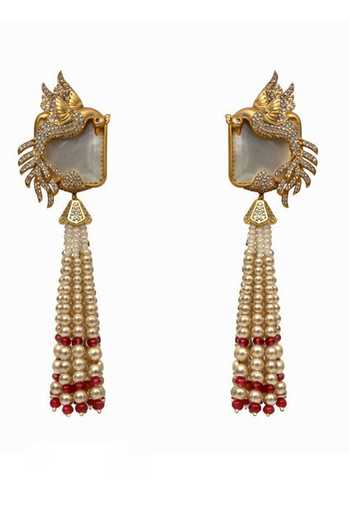 Shop_Joules by Radhika_Gold Plated Brinda Long Earrings _at_Aza_Fashions