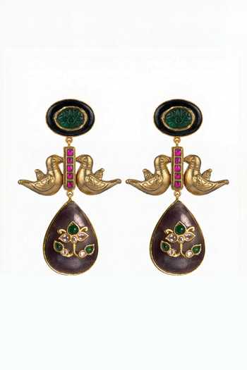 Shop_Joules by Radhika_Multi Color Ishira Embellished Bird Earrings _at_Aza_Fashions