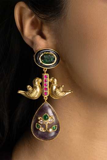 Joules by Radhika_Multi Color Ishira Embellished Bird Earrings _Online_at_Aza_Fashions