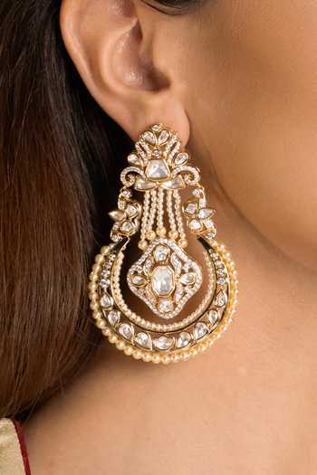 Joules by Radhika_Gold Plated Charvi Embellished Earrings _Online_at_Aza_Fashions