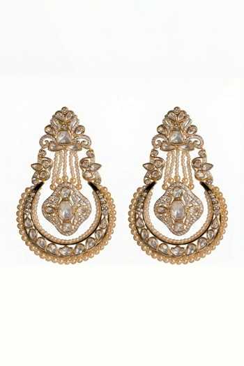 Shop_Joules by Radhika_Gold Plated Charvi Embellished Earrings _at_Aza_Fashions