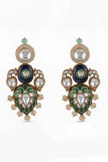 Shop_Joules by Radhika_Blue Urvi Embellished Earrings _at_Aza_Fashions