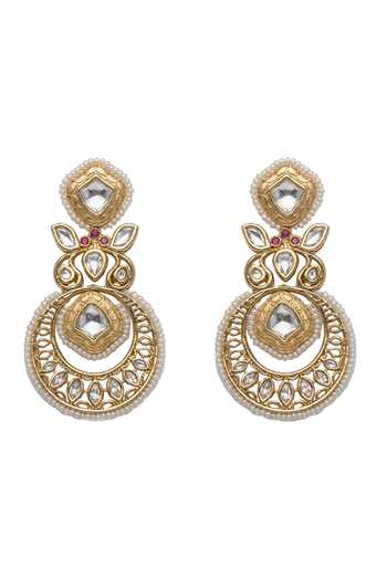 Shop_Joules by Radhika_White Nerissa Embellished Earrings _at_Aza_Fashions