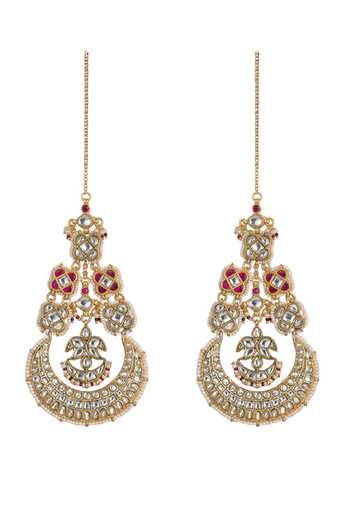 Shop_Joules by Radhika_Gold Plated Devanshi Chandbali Earrings _at_Aza_Fashions