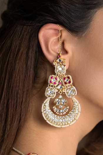 Joules by Radhika_Gold Plated Devanshi Chandbali Earrings _Online_at_Aza_Fashions
