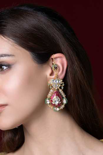 Buy_Joules by Radhika_Gold Plated Gaurika Embellished Earrings _at_Aza_Fashions