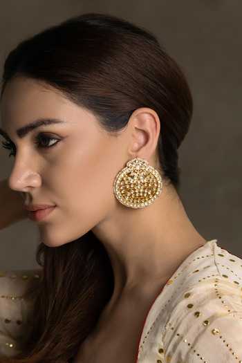 Buy_Joules by Radhika_Gold Plated Falak Embellished Stud Earrings _at_Aza_Fashions