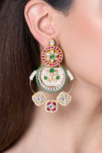 Joules by Radhika_Gold Plated Ishani Embellished Earrings _Online_at_Aza_Fashions