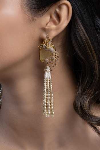 Joules By Radhika_Gold Plated Bhavika Embellished Earrings _Online_at_Aza_Fashions
